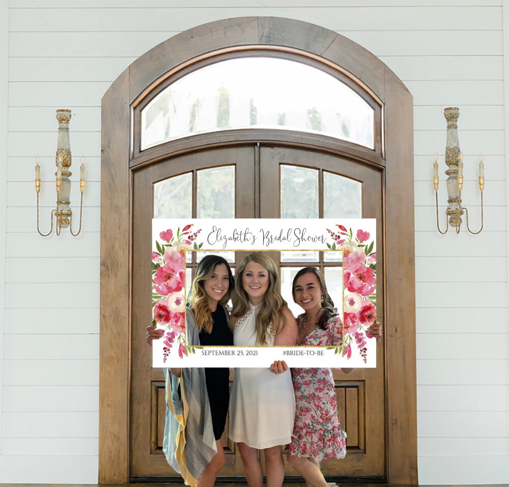 Printed Peony Photo Booth Frame Bridal Shower, Wedding Selfie Prop
