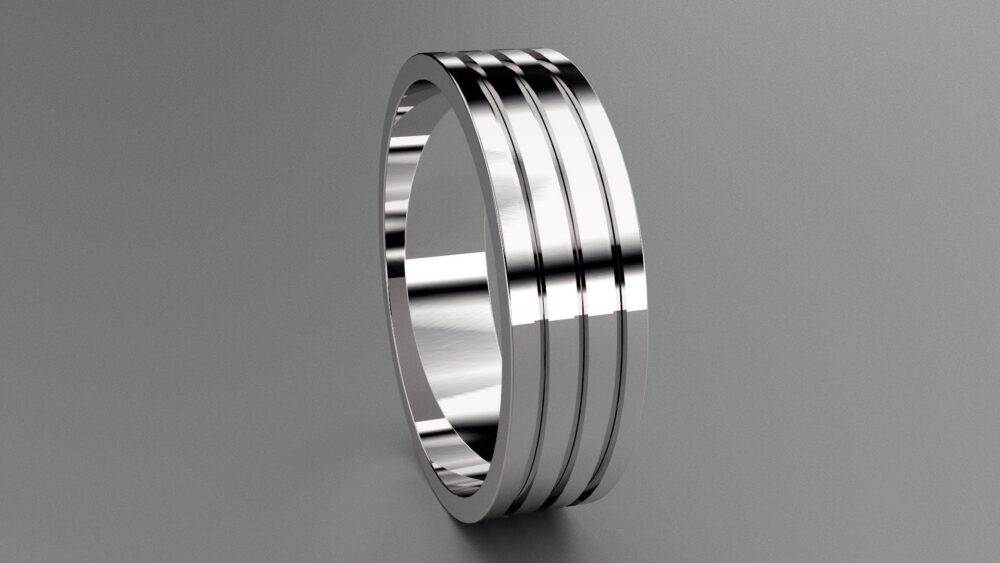 Silver 6mm Mens Triple Grooved Wedding Band, 925 Sterling Clean Simple Design, Customizable
