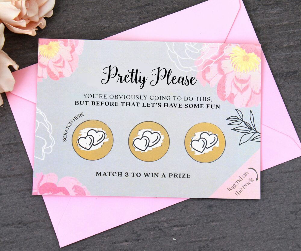 Funny Bridesmaid Proposal Scratch Card Elegant Floral Design