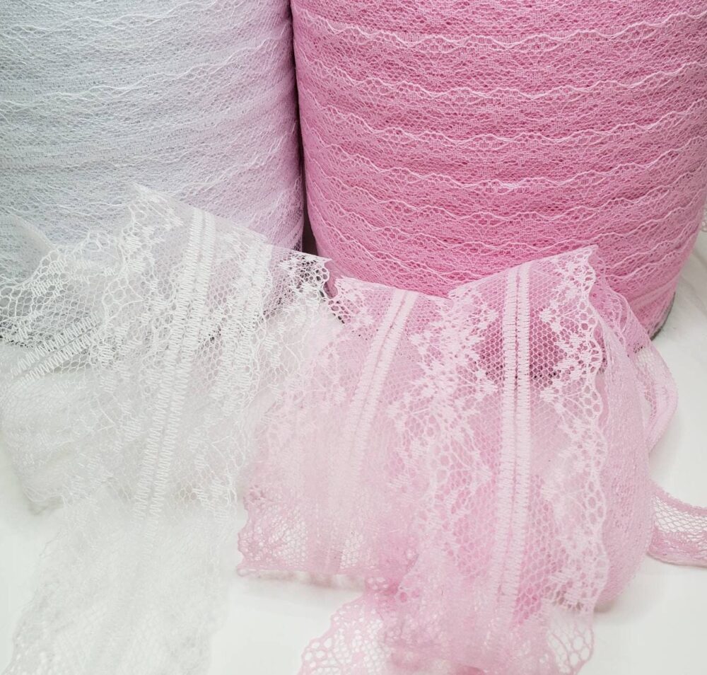 Pink White Flat Lace Trim, 2 Yard Sheer Pink Or White Netted Mesh, Sewing Junk Journal Crazy Quilt Fabric Cluster Craft Supplies