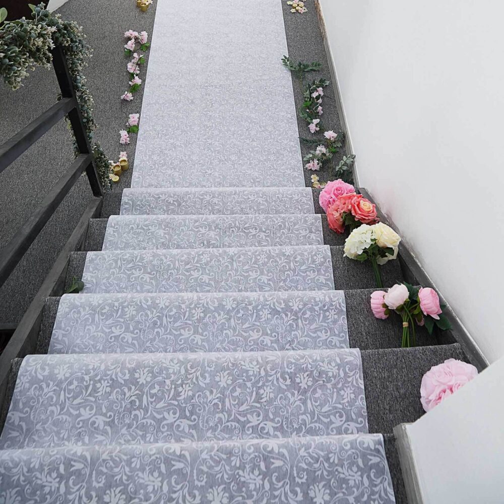36" X 100Ft White Wedding Aisle Runner, Floral Lace Runners, Decors, Floor Runner For Wedding, Ceremony Decor