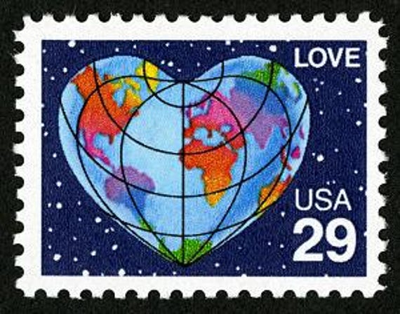 7x Love Earth Wedding Invitations Save The Date 1991 29C Blue Unused Postage Stamp Free Shipping #1 Source Best Prices On Vintage Stamps