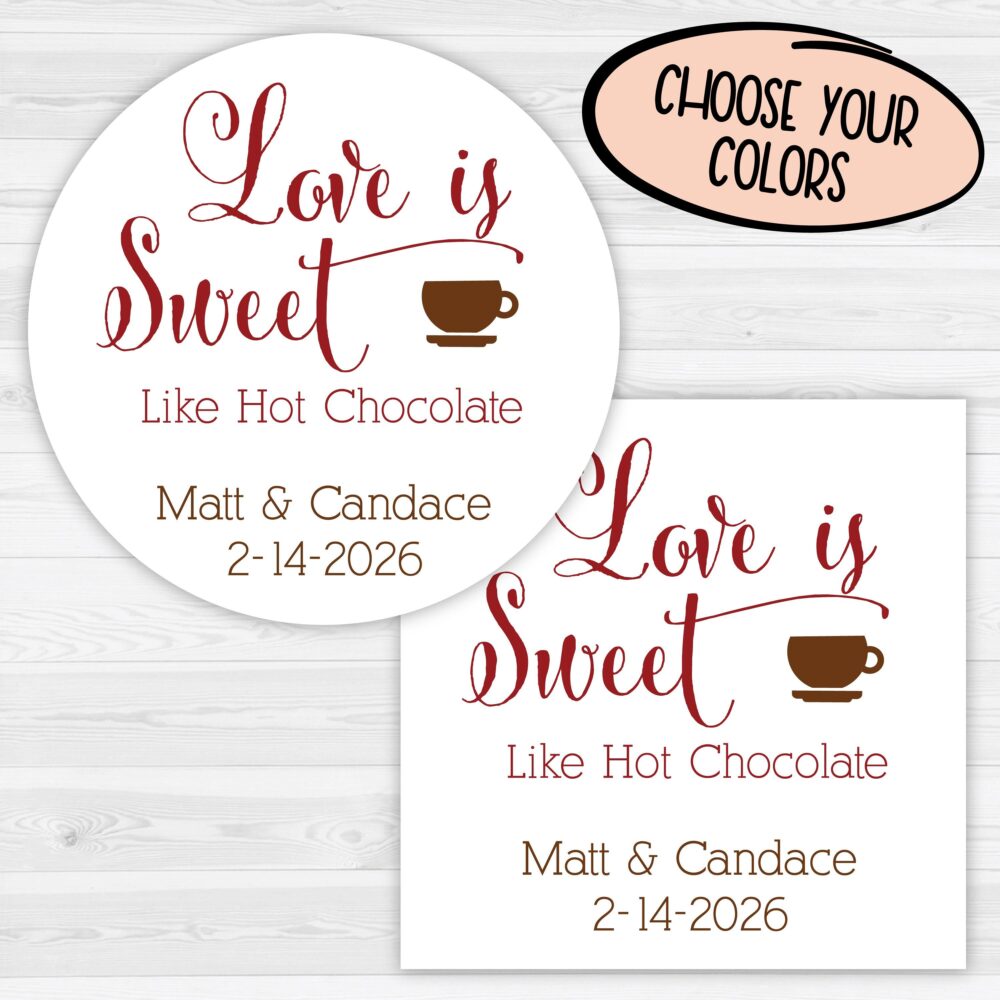 Hot Cocoa Wedding Stickers | Chocolate Favor Labels Autumn 177-Wh