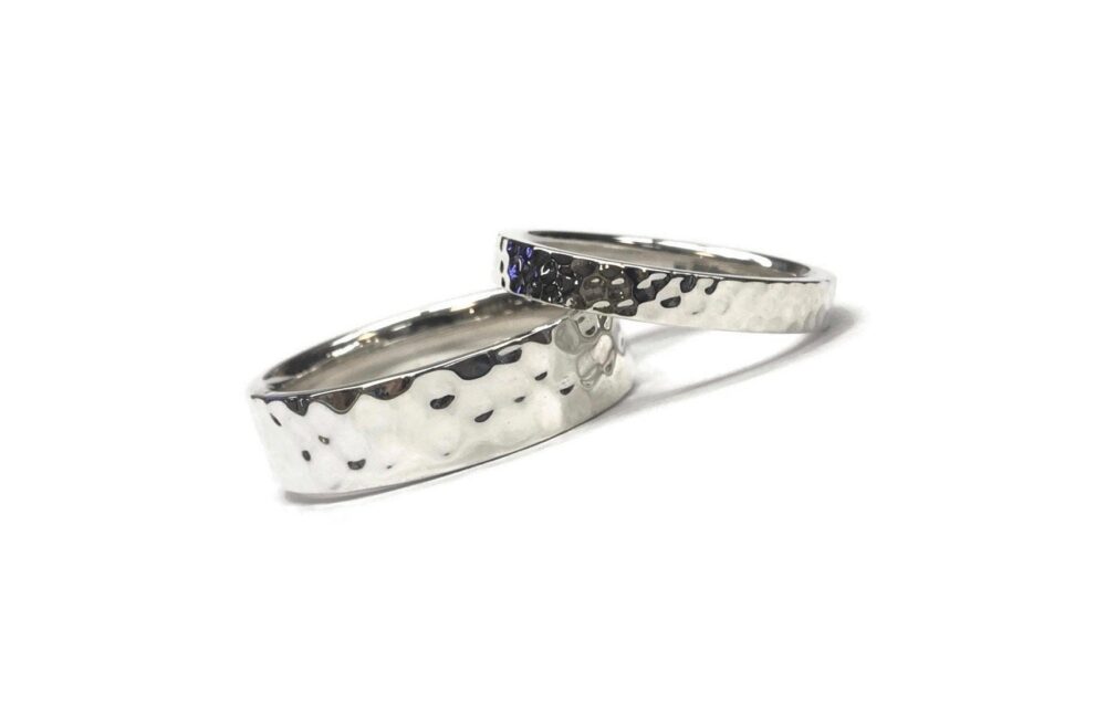 Hammered Textured Silver Wedding Bands ~ Simple Minimalistic Ring Comfort Fit Rounded Inside 2mm 3mm 4mm 5mm 6mm 7mm Or 8mm