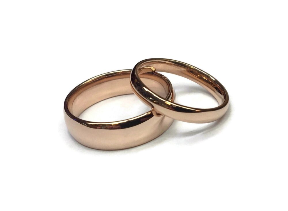 Classic Rose Gold Wedding Bands ~ Traditional 14 Karat Simple Minimalist Ring Comfort Fit Rounded Edges 2mm 3mm 4mm 5mm 6mm 7mm Or 8mm