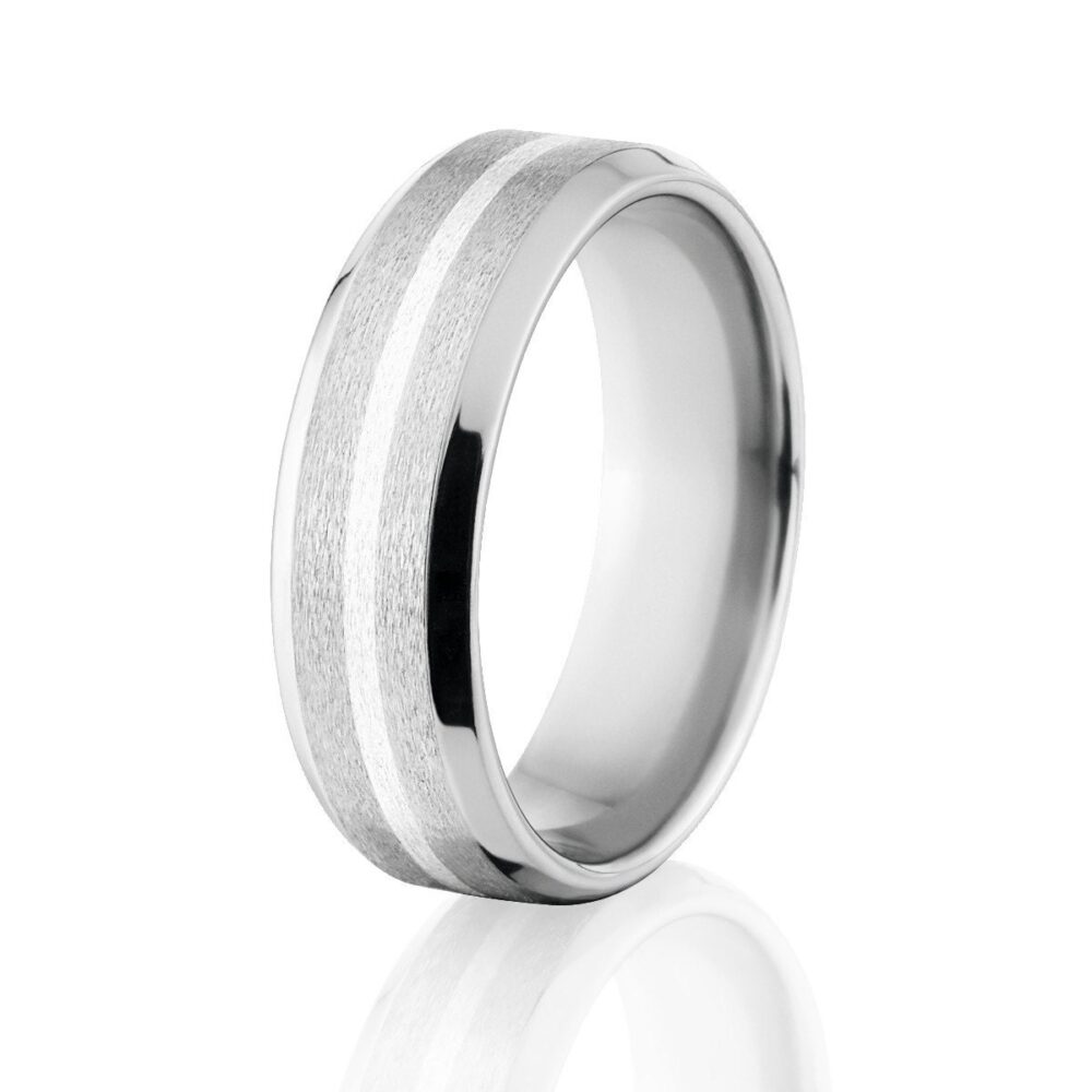 Beveled Cobalt Chrome Ring With Sterling Silver Inlay