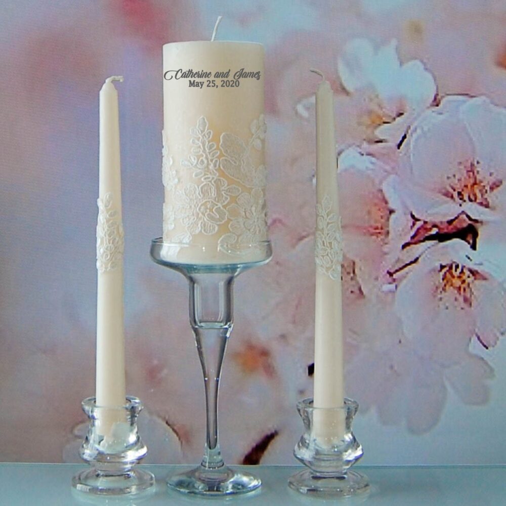 Wedding Unity Candle Set For Wedding Personalized Unity Candle Set Beige Ceremony