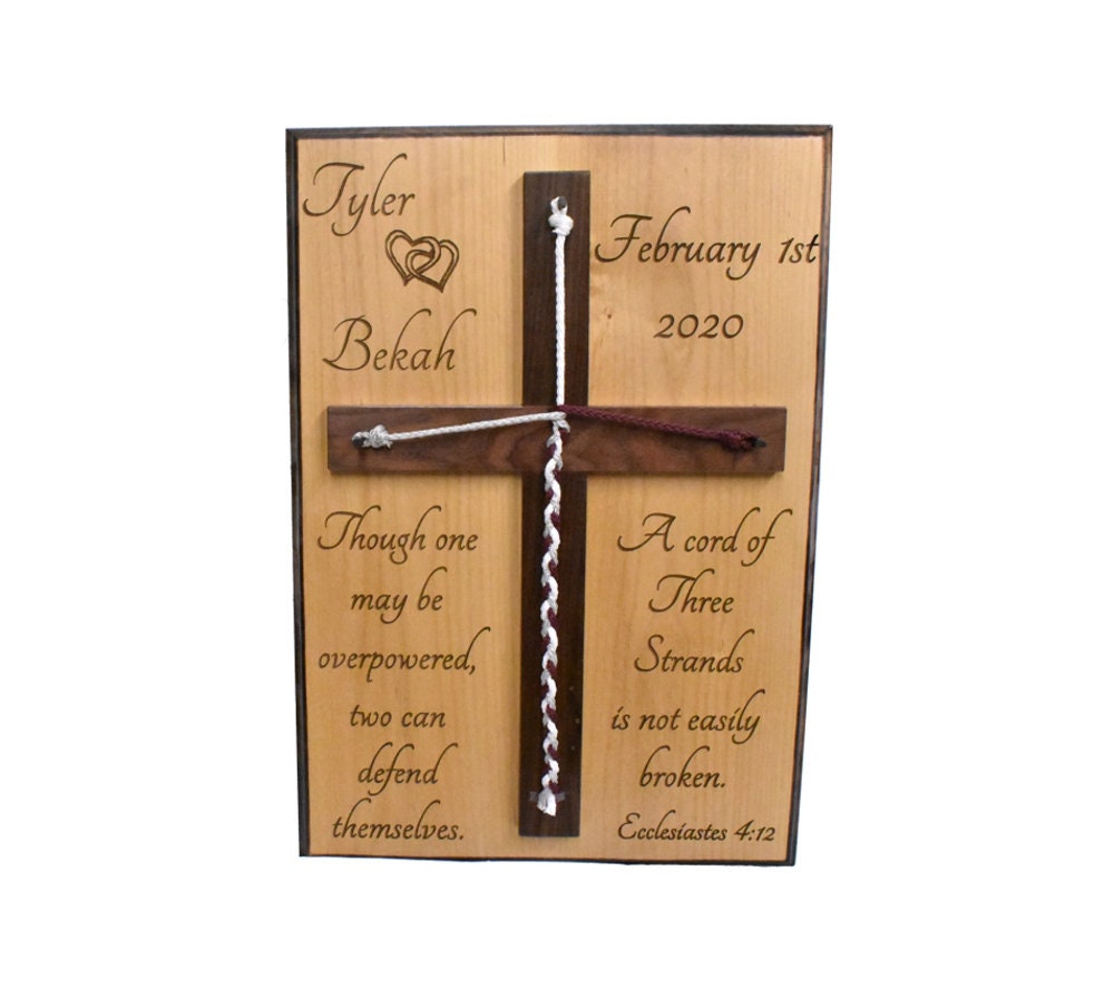 Wood Wedding Unity Signs - Cord Of Three Strands Ecclesiastes 412 Ceremony Candle Sand Alternative Ideas