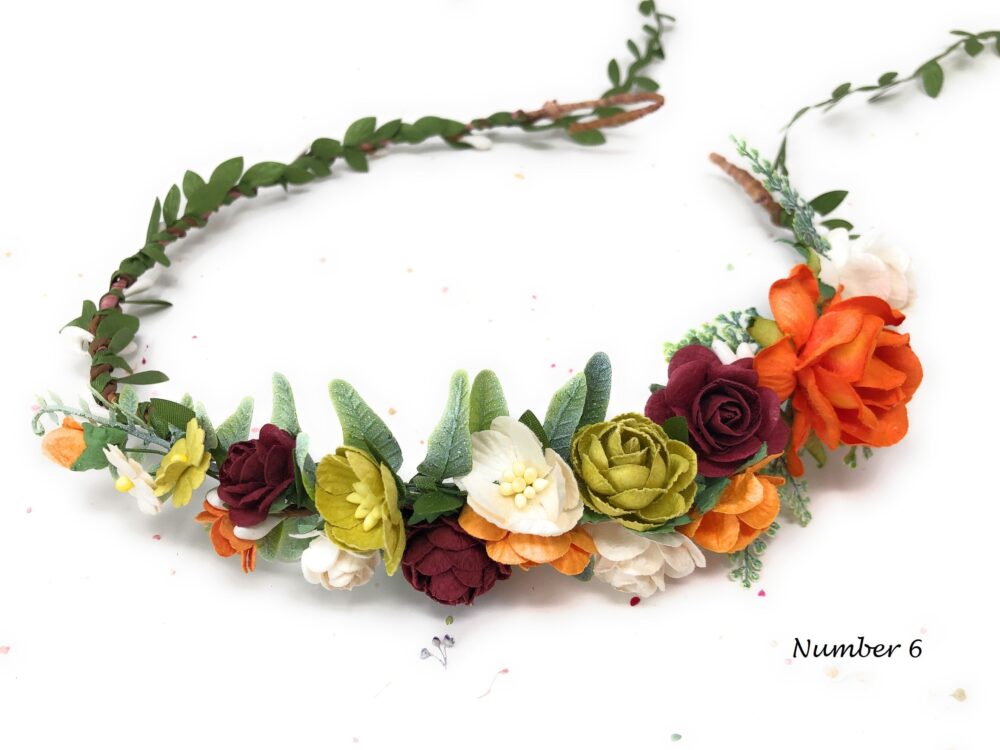 Burnt Orange Flower Crown Autumn Wedding Bohemian Headband