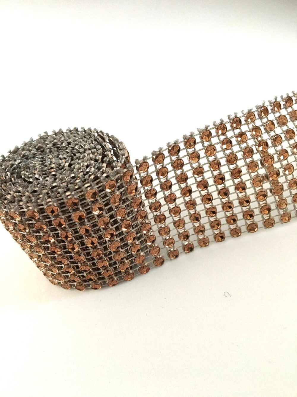 Brown Mesh Ribbon, Rhinestone Ribbon, Jewel Ribbon, Mesh By The Yard, Wedding Mesh, Wedding Cake Mesh, Scrapbooking Mesh, Rhinestone Mesh, 73