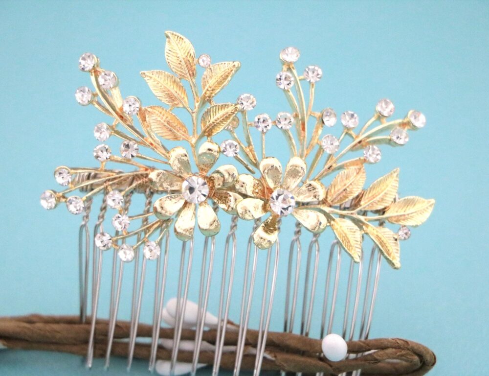Small Or Large Wedding Hair Comb Gold Veil Bridal Clip Accessories Rose Gold Headpiece Boho