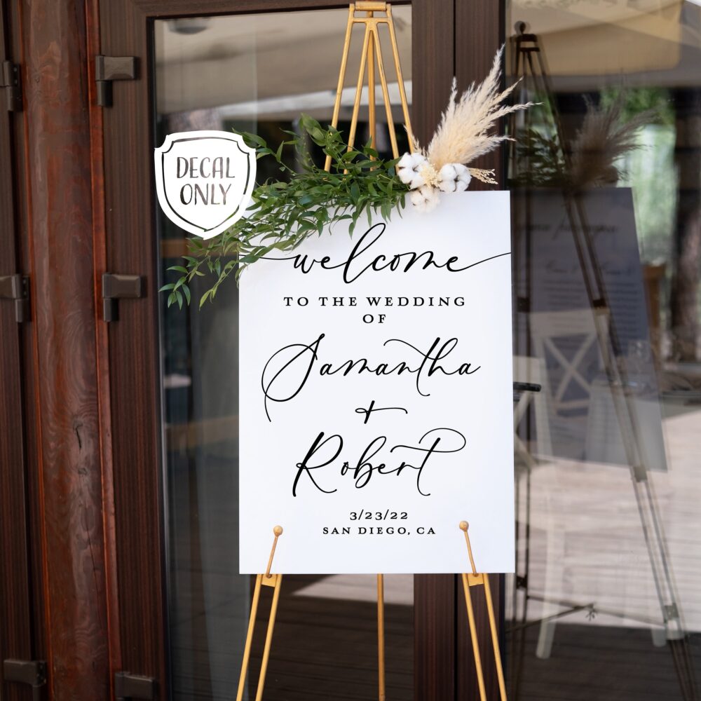 Welcome To The Wedding Of Personalized Decal Diy Signs Custom Decor Chalkboard Sign Mirror