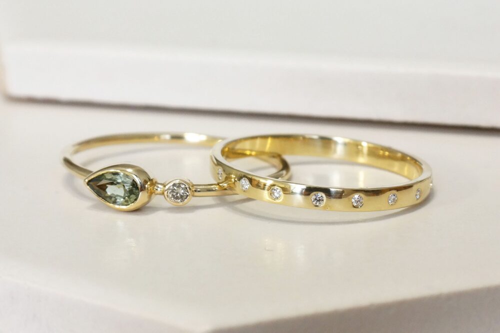 Minimal Diamond Eternity Band Ring, 14K Half Wedding Band, Solid Gold Hallmarked Engagement Ring