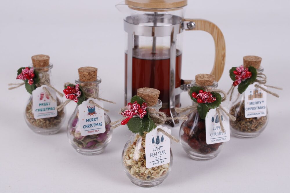 Christmas Tea Favors For Guests, Personalized Bulk Gifts, Happy Holiday Favor, Loose Leaf Favor, Jars, Unique Gift, Herbal Gifts