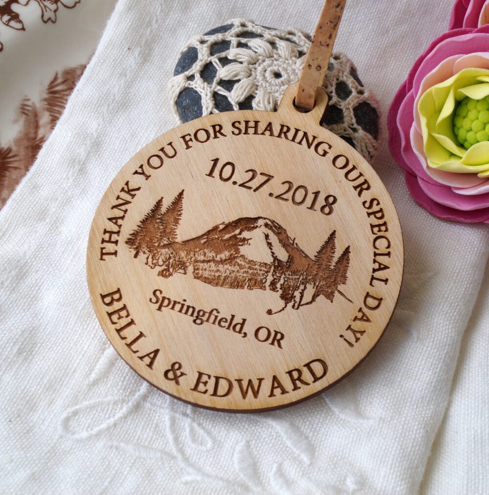 Wedding Ornaments, Wedding Favors, Wooden Personalized Thank You Gifts For Guests, Favor Set Of 25 Pc