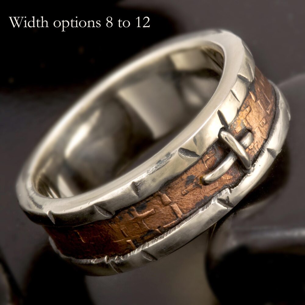 Artisan Braided Cross Ring Mixed Metal Silver & Copper Band - Rustic Christian Wedding Jewelry Wide Comfort Fit Rs-1420