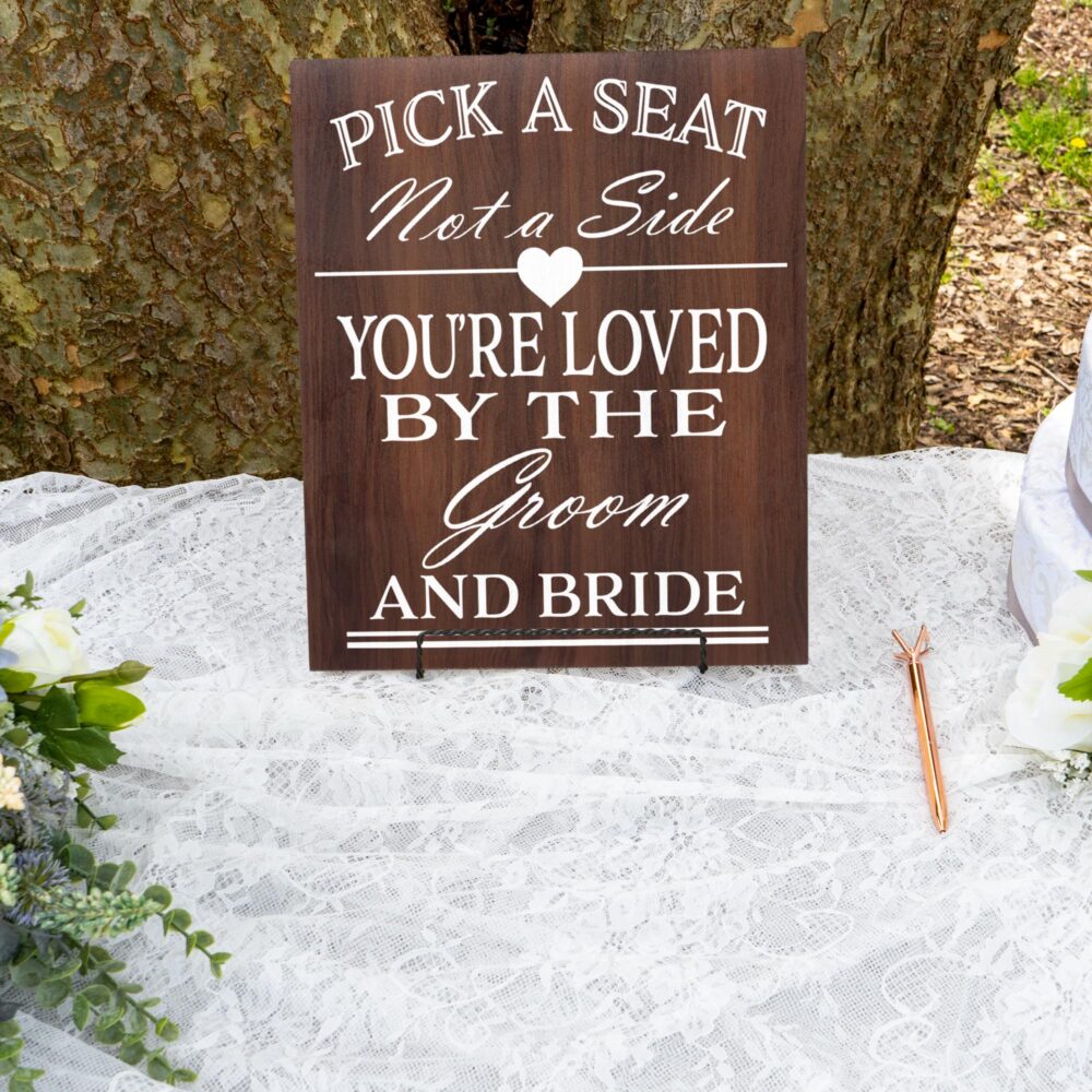 Modern Wood Wedding Sign Pick A Seat, Ceremony Decor