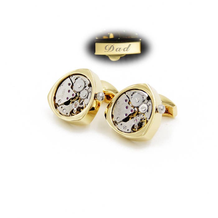 Personalized Wedding, Steampunk Cufflinks, Vintage Watch Movements, Wedding Anniversary Gift, Groom Best Man Formal Wear, Silver Cuff Links