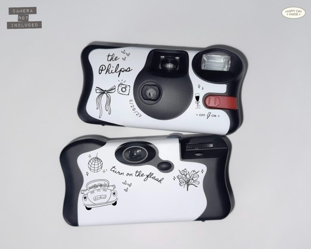 Wedding Wrap For Disposable Camera Party Label Only Printed On Vinyl Sticker