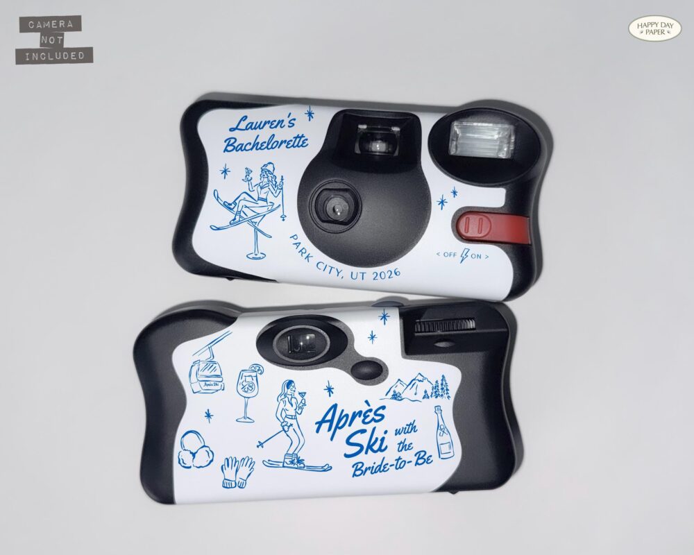 sticker For Disposable Camera Apres Ski Bachelorette Party Wrap Label Only