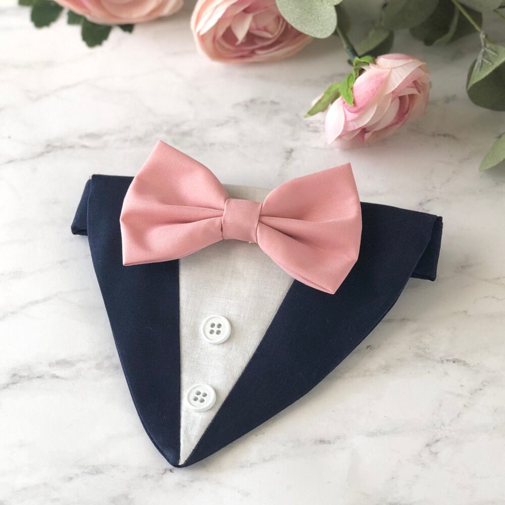 Dog Wedding Tuxedo, Dusty Rose Bow Tie, Tie Dog Attire