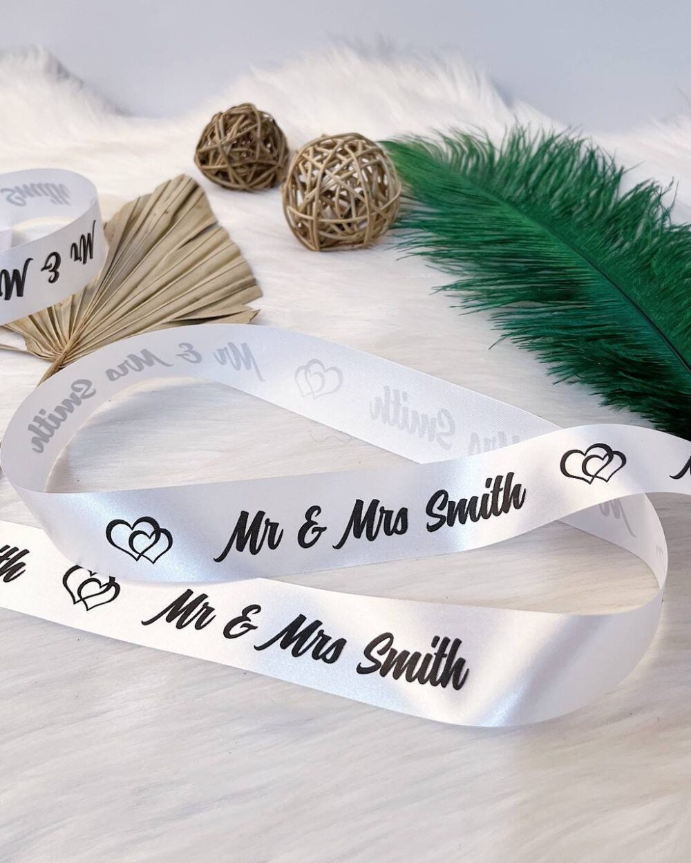 Wedding Personalization Ribbon, Custom Strip For Wedding, Satin Wedding Favor Tags & Brand 3 cm Wide