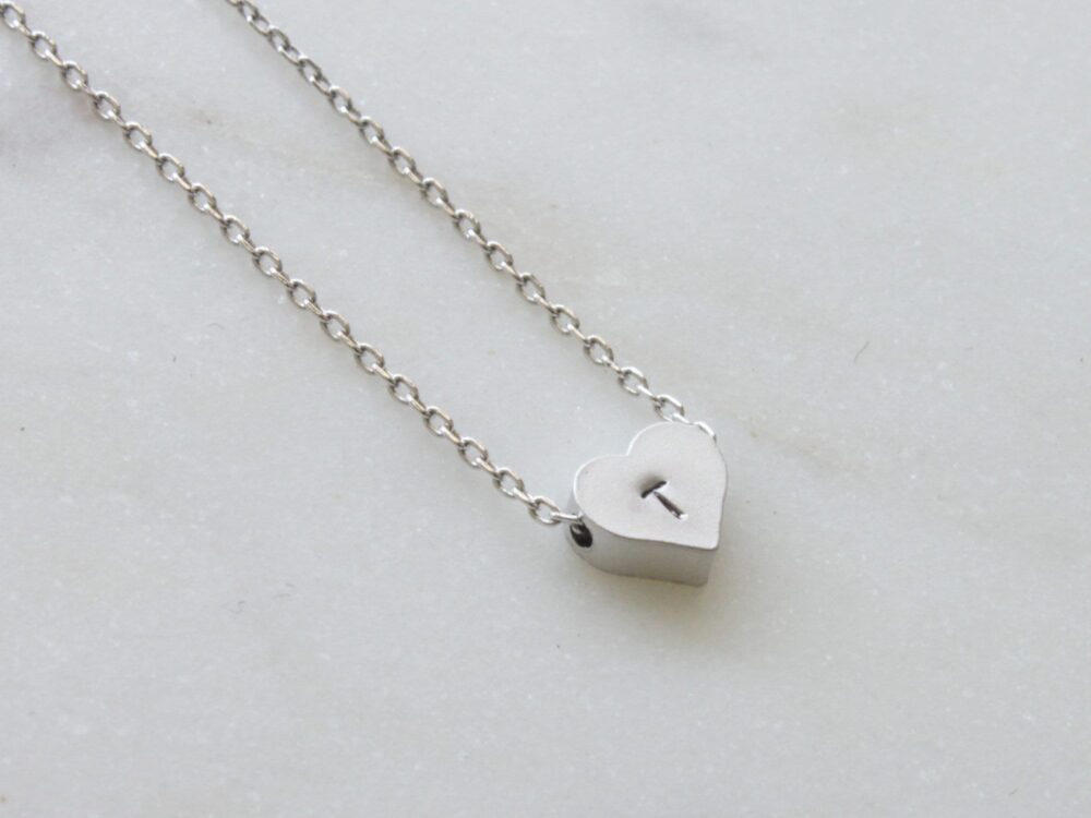 Personalized Initial Heart Necklace, Custom Charm, Bridesmaid Gift -S2109