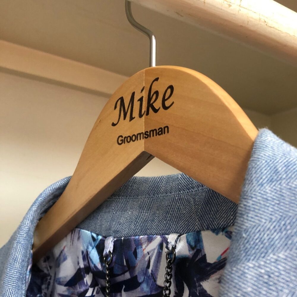 Personalized Groomsmen Hangers - Wedding Hanger Wooden Engraved Groom Suit Name Hangers, Groomsman Hanger