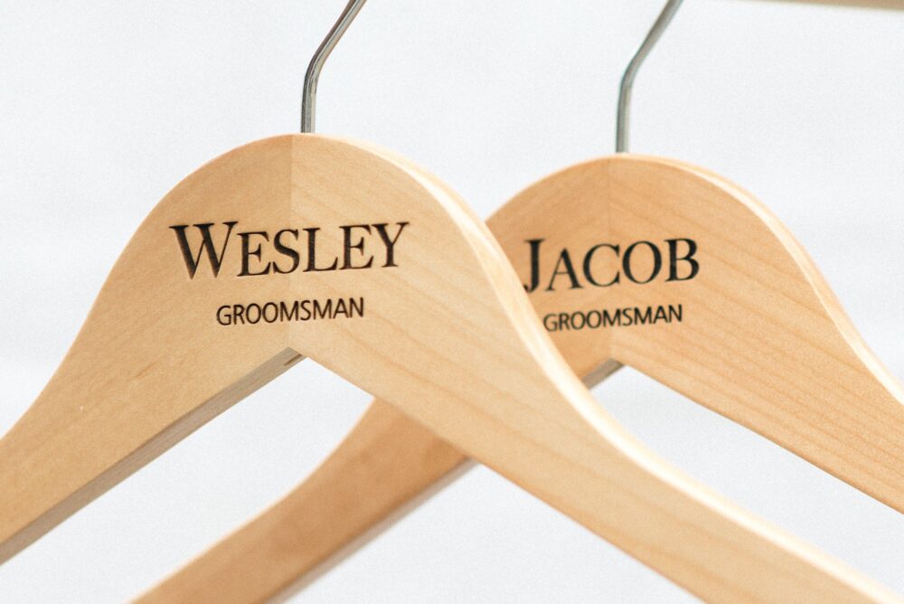 Personalized Groomsman Hangers - Wedding Hanger Wooden Engraved Groom Suit Name Hg108