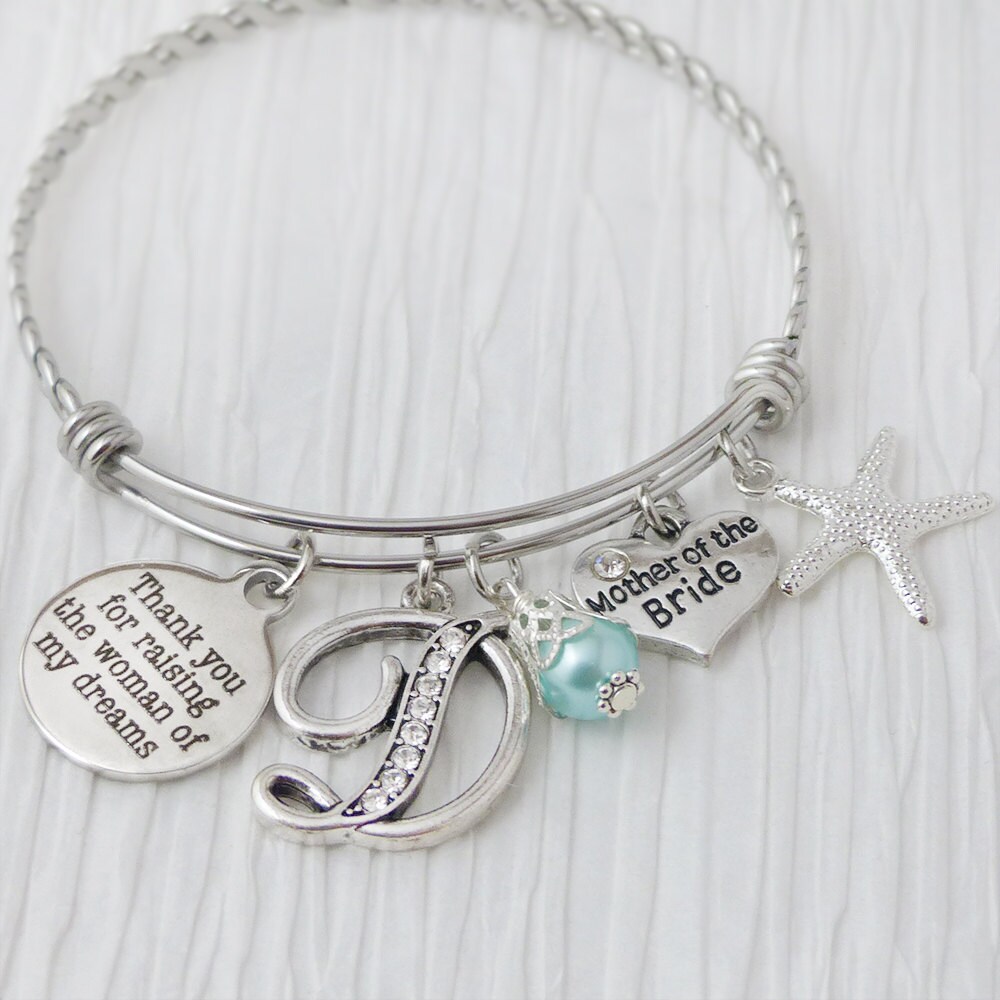 Mother Of The Bride Gift - Wedding Bracelet-star Fish Charm-Bridal Party Jewelry - Expandable Bangle Bracelet-Best Friend Wedding Gift-Unique