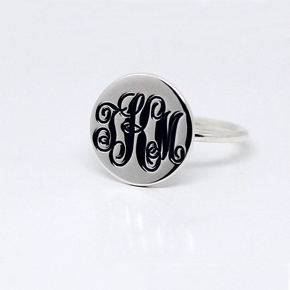 Monogram Ring in Gold Plated, Personalized Name Ring, Initial Ring, Nameplate Ring, Engraved Monogrammed Ring, Custom Jewelry