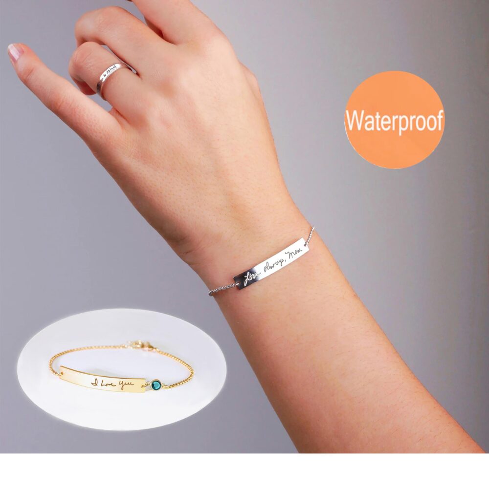 Handwriting Bracelet Sterling Silver, Actual Signature Bracelet, Mom, Dad Custom Handwritten Gift, Memorial Jewelry