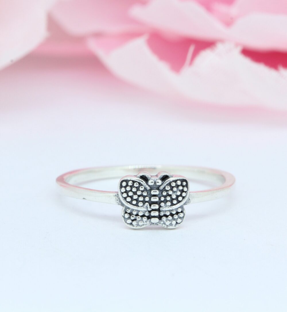 Petite Dainty Butterfly Ring Solid 925 Sterling Silver Band Statement Jewelry Small