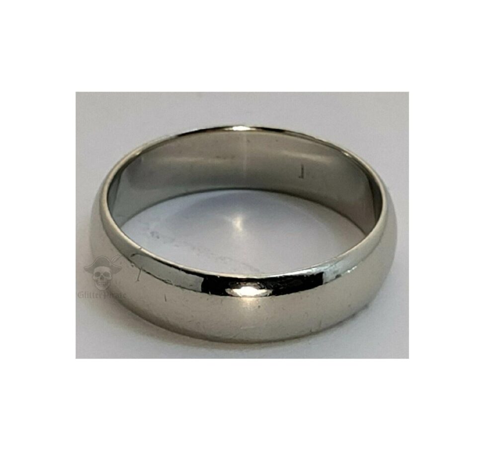 Sz 10 14K White Gold Wedding Band - 5.7mm Wide 5.7 Grams Solid