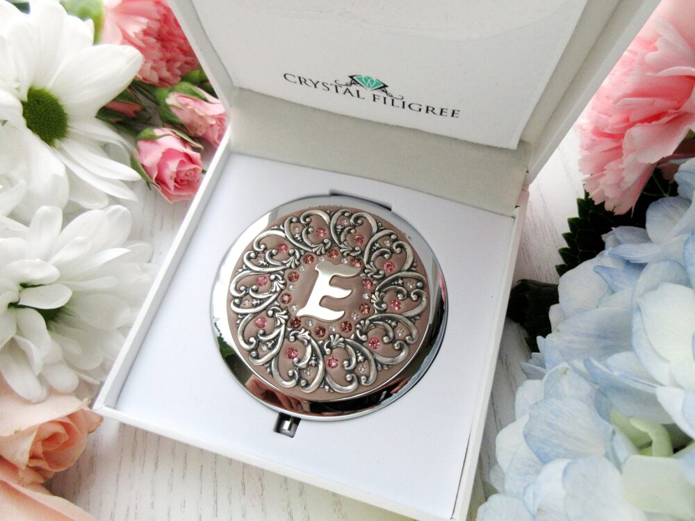 Pick Your Color | Personalized Bridesmaids Gifts Wedding Party Compact Mirrors Custom Real Crystals