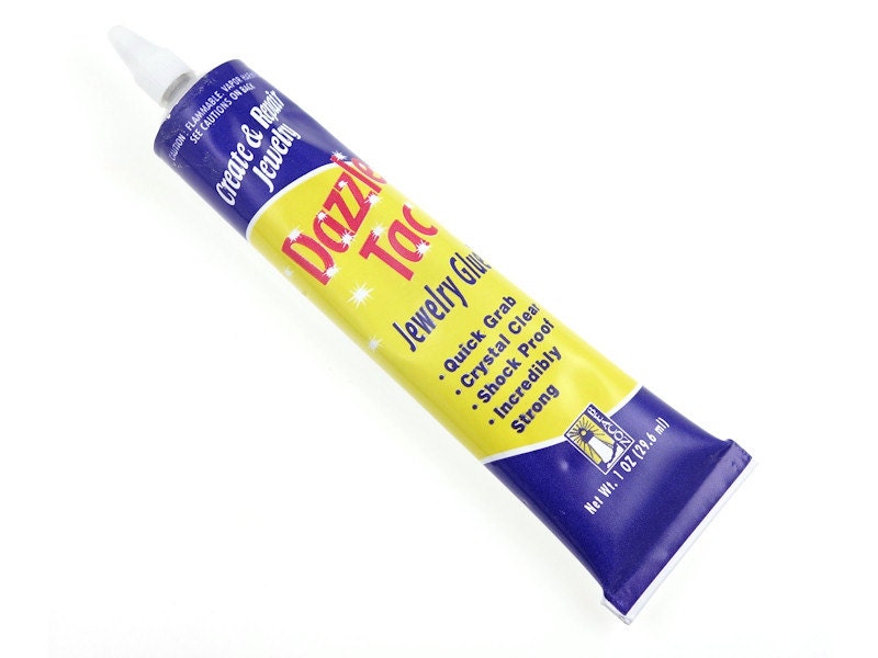 Dazzle-Tac Jewelry Glue 1 Oz. Bottle - Dries Clear, Water Proof & Uv Resistant Adhesive For Rhinestones, Glass More