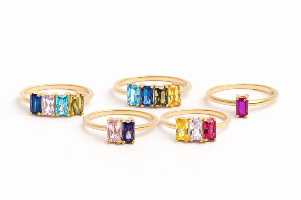 Family Birthstone Rings, Colorful Gemstone Personalized Ring, Gift, Birth Month Stones Rings For Her Bs56T