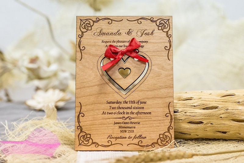 Wood Wedding Invitation, Rustic Wedding Invitation Suite, Save The Date Annoncement, Personalized Invites