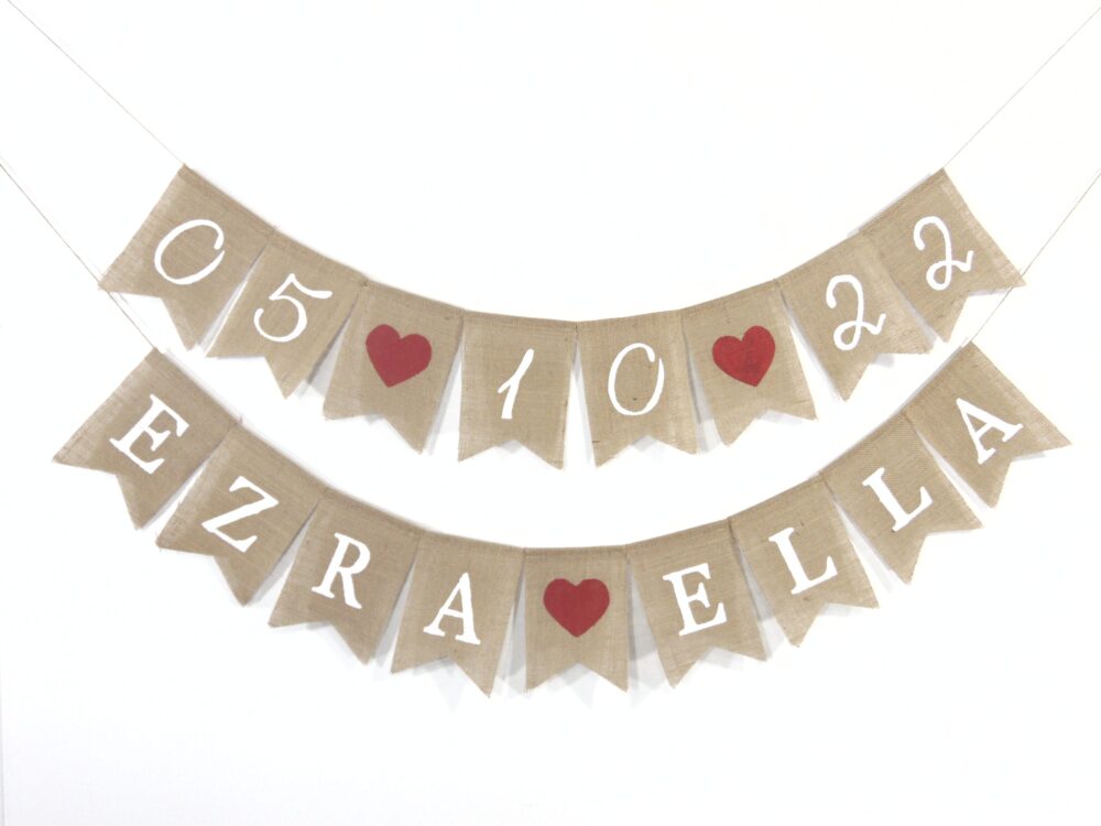Save The Date Banner, Custom Engagement Date Banner, Bunting, Burlap Wedding Banner
