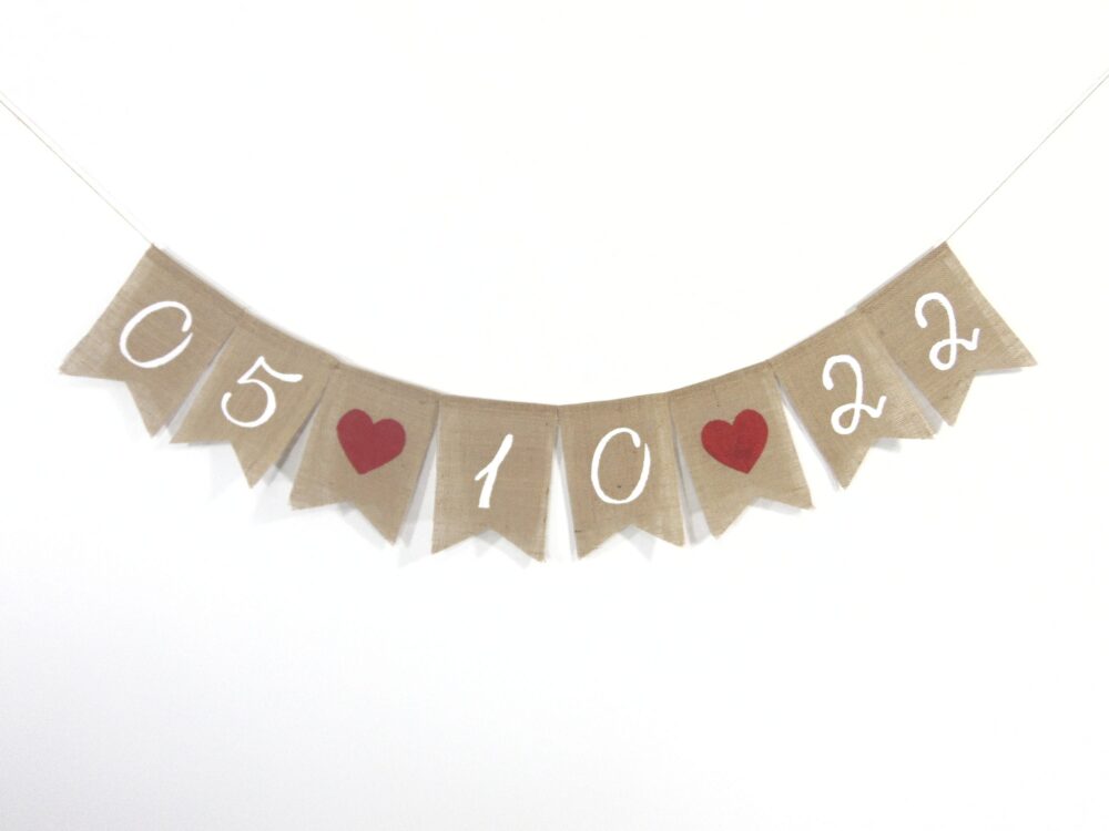 Save The Date Banner, Custom Wedding Date Banner, Bunting, Engagement Burlap Banner