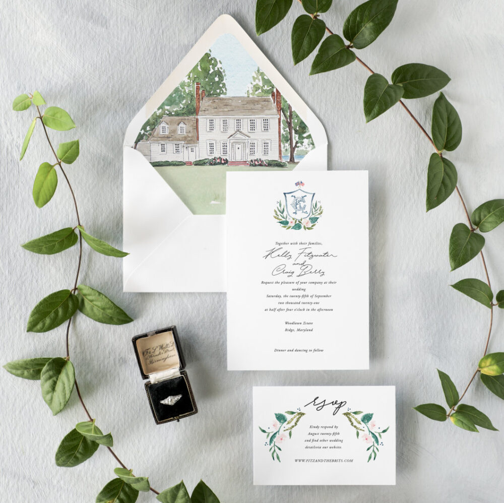 Custom Illustrated Wedding Invitation Hand Painted Invitation, Digital Printable Diy Invites, Portrait, Wedding, Vintage Wedding