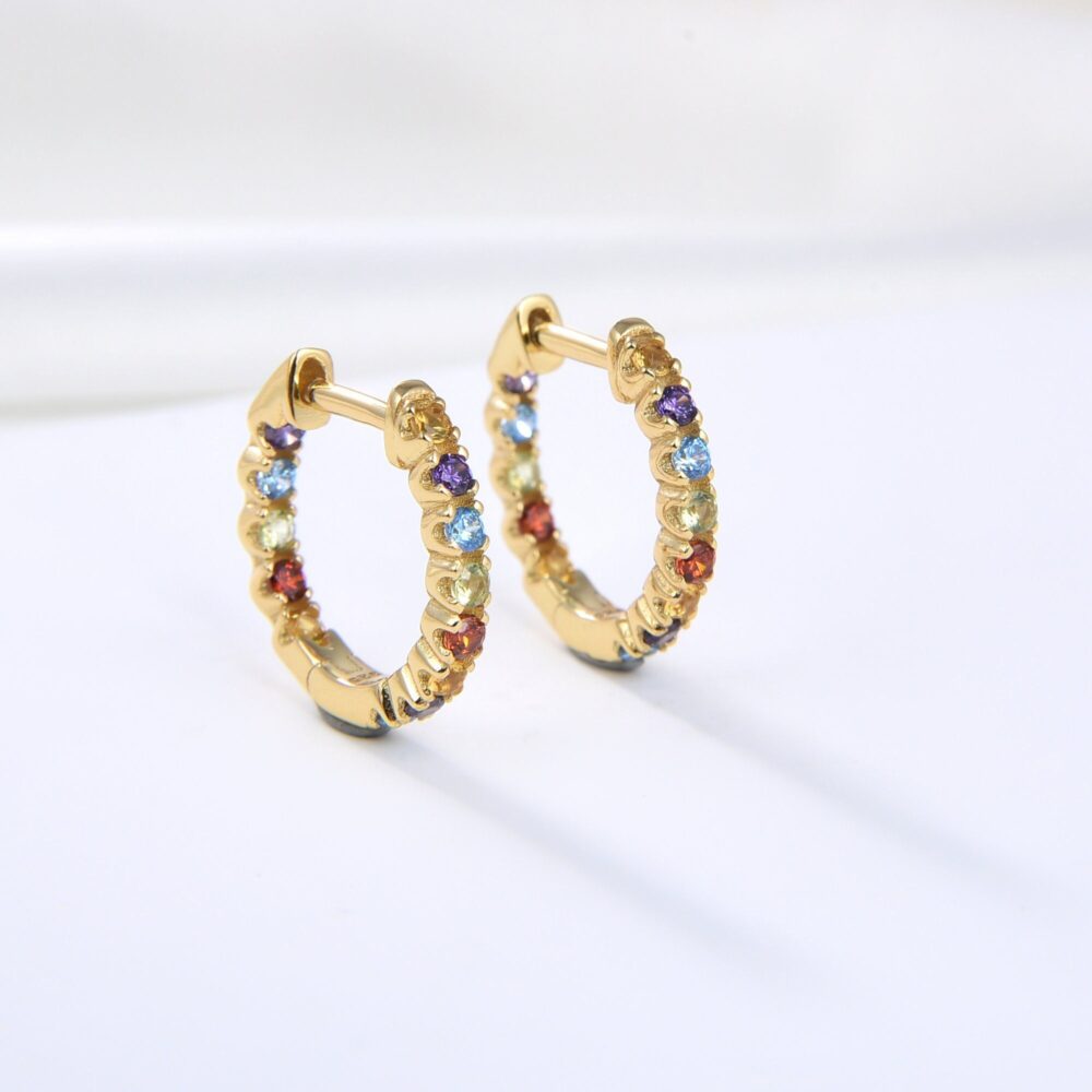 Rainbow Earrings, Gold Hoop Huggie Hoop Earrings, Cartilage Hoops, Earrings For Bridesmaids, Everyday Earrings