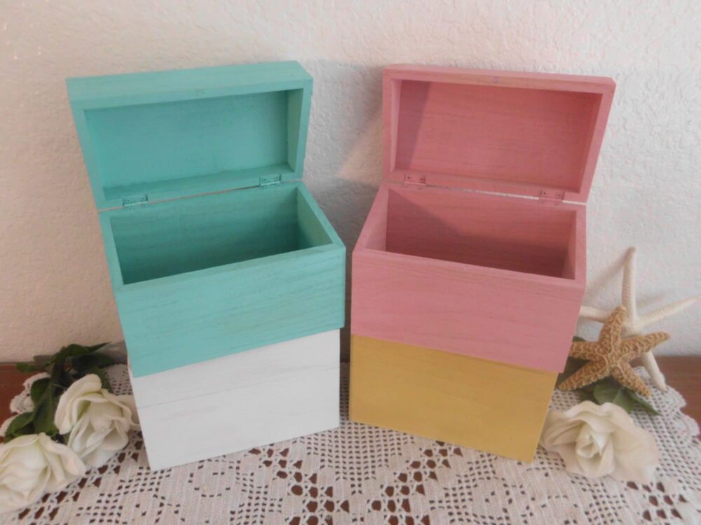 Recipe File Box Index Card Rustic Shabby Chic Distressed Wood Storage Organizer Beach Cottage Coastal Seaside Kitchen Home Decor Gift Her