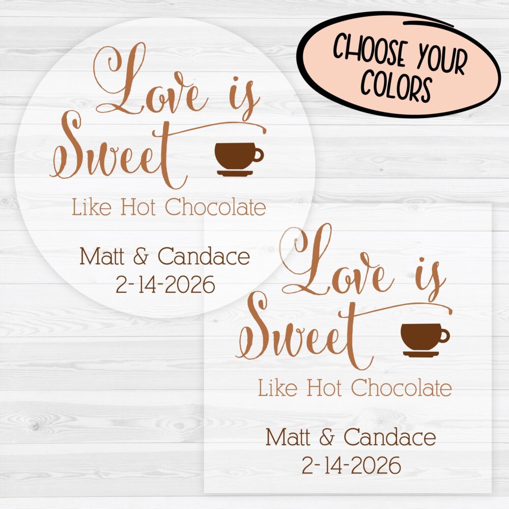 Hot Cocoa Wedding Stickers | Chocolate Favor Labels Autumn 177-C