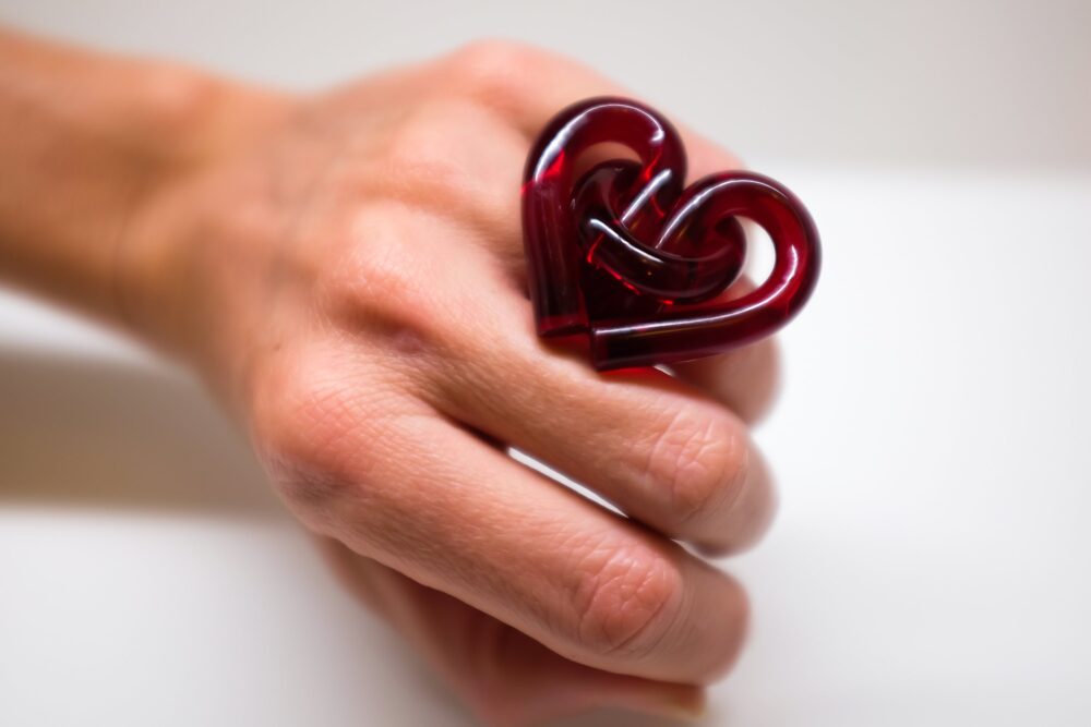 Heart Handmade Red Acrylic Knot Ring Contemporary Love Ring, Chofa Jewelry