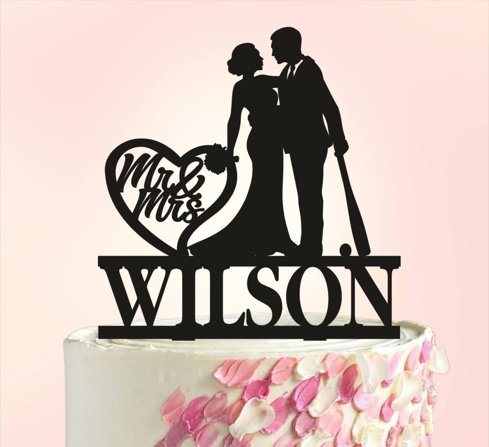 Baseball Wedding Cake Topper, Sports Cake Topper, Fan Couple Theme Wedding, Custom Topper