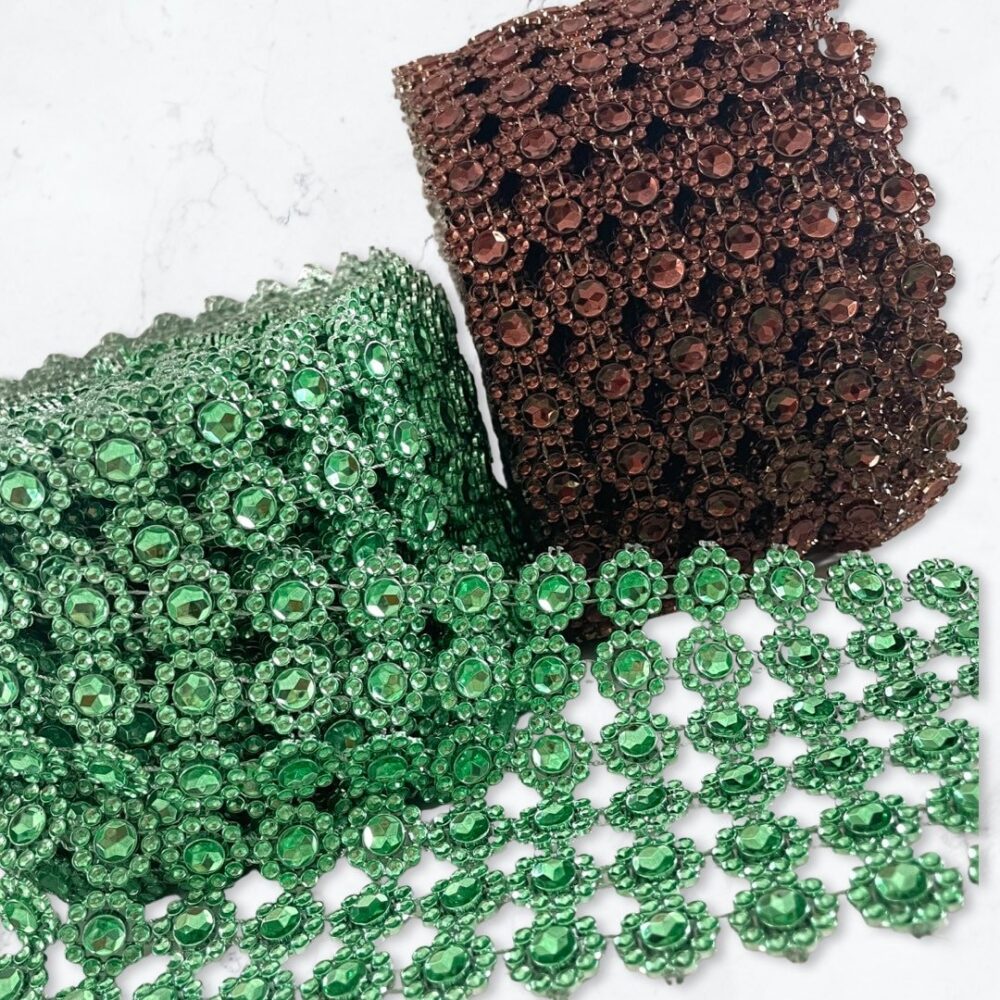 1-10 Yds, Green Mesh Ribbon, Black Jewel Ribbon, Rhinestone Ribbon, Mesh By The Yard, Wedding Mesh, Wedding Cake Decoration, Rhinestone Chain, 73