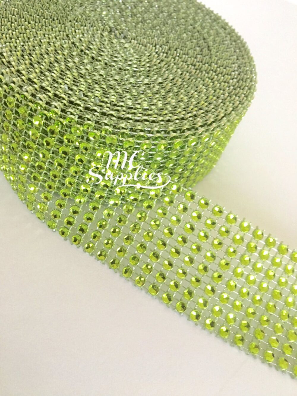 Green Mesh Ribbon, Jewel Ribbon, Rhinestone Ribbon, Mesh By The Yard, Wedding Mesh, Wedding Cake Decoration, Scrapbooking Rhinestone, 73