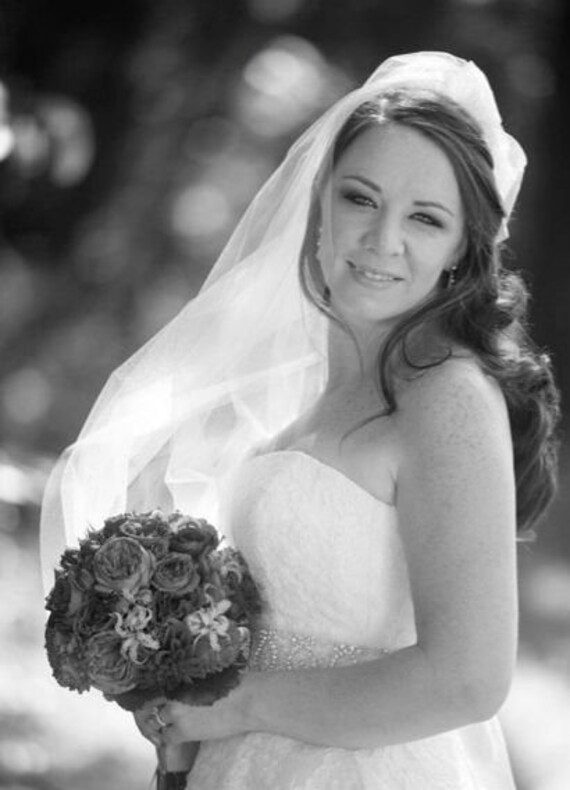 Wedding Veil Fingertip Length Single Tier With Cut Edge Standard Fullness Bridal Ce45x72