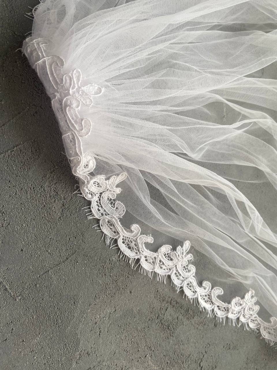 Lace Edge Fingertip Wedding Veil Custom Length Bridal Veil